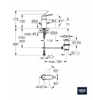 MEDIDAS MONOMANDO BIDE EUROSMART COSMOPOLITAN GROHE